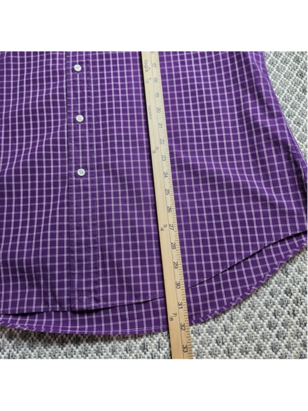 Polo Ralph Lauren Regent Custom Fit Purple Check Dress Shirt Mens 17 XL